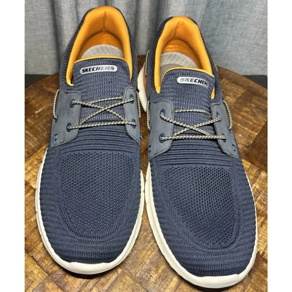 SKECHERS NEW Men's Blue Delson 3.0 Roth Bungee Slip-Ins Boat Shoes Size 13